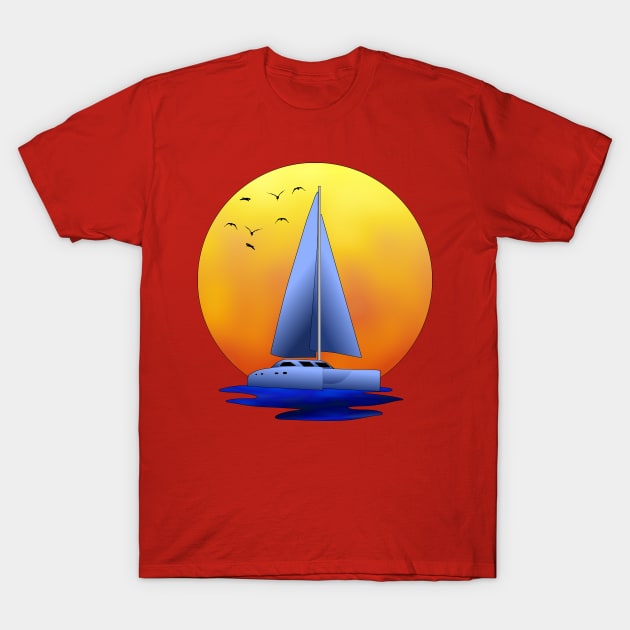 Sunset Sailing Catamaran T-Shirt by macdonaldcreativestudios